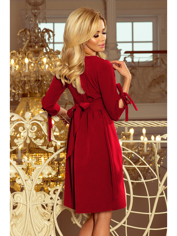 numoco ALICE šaty z lokom - bordo barve
