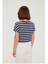 Moodo Bombažna prugasta majica temno modra Moodo