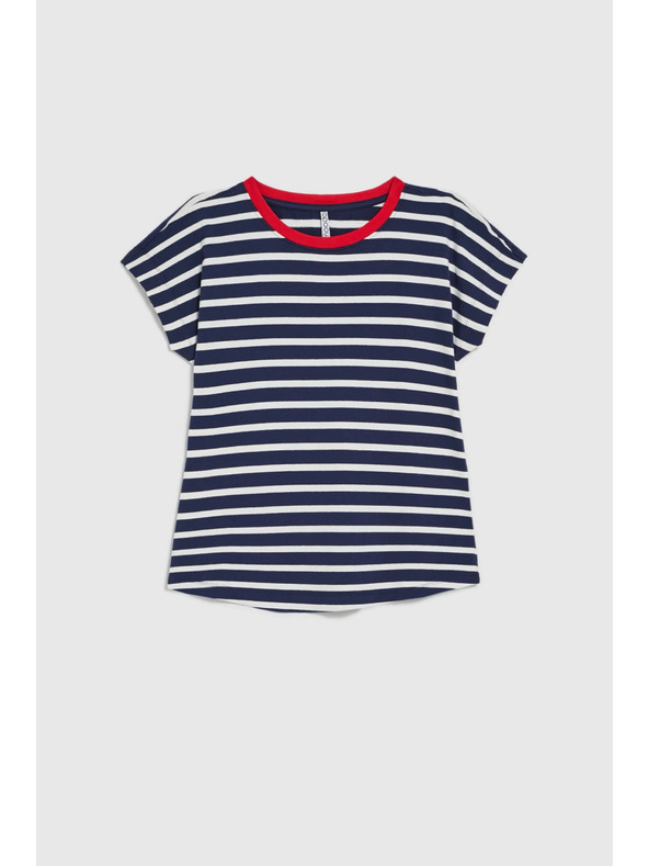 Moodo Bombažna prugasta majica temno modra Moodo
