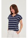 Moodo Bluza s črtami temno modra Moodo