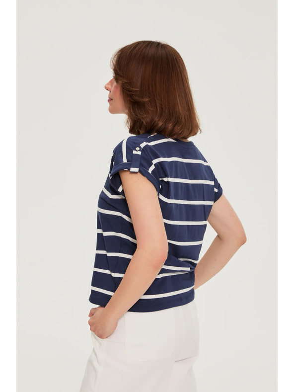 Moodo Bluza s črtami temno modra Moodo