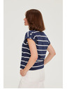Moodo Bluza s črtami temno modra Moodo