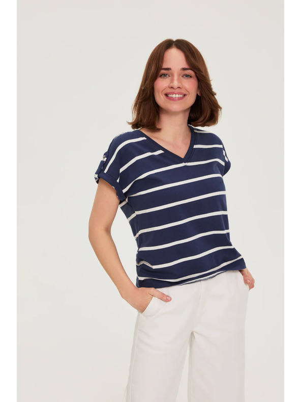 Moodo Bluza s črtami temno modra Moodo