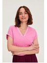Moodo Bombažna majica z V izrezom rožnata Moodo