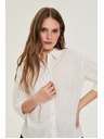 Moodo Bombažna srajca s rokavi 3/4 bela Moodo