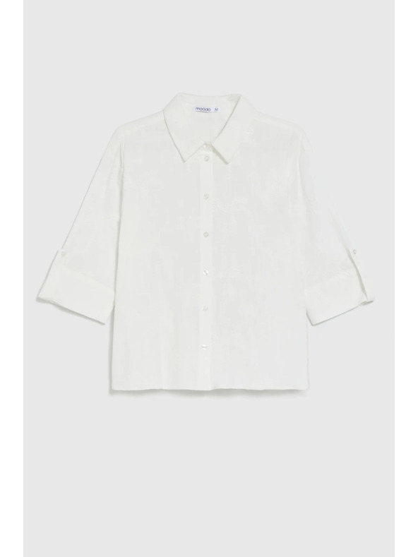 Moodo Bombažna srajca s rokavi 3/4 bela Moodo