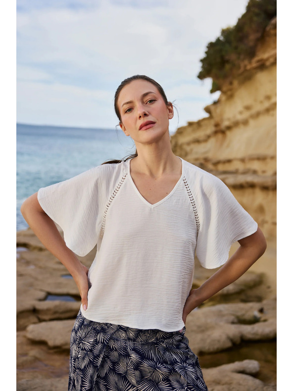 Moodo Srajca s širokimi rokavi bela Moodo