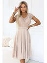 numoco LINDA Svilnate zračne obleke s čipkastim izrezom - bež