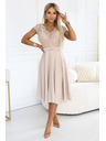 numoco LINDA Svilnate zračne obleke s čipkastim izrezom - bež
