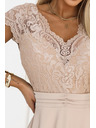 numoco LINDA Svilnate zračne obleke s čipkastim izrezom - bež