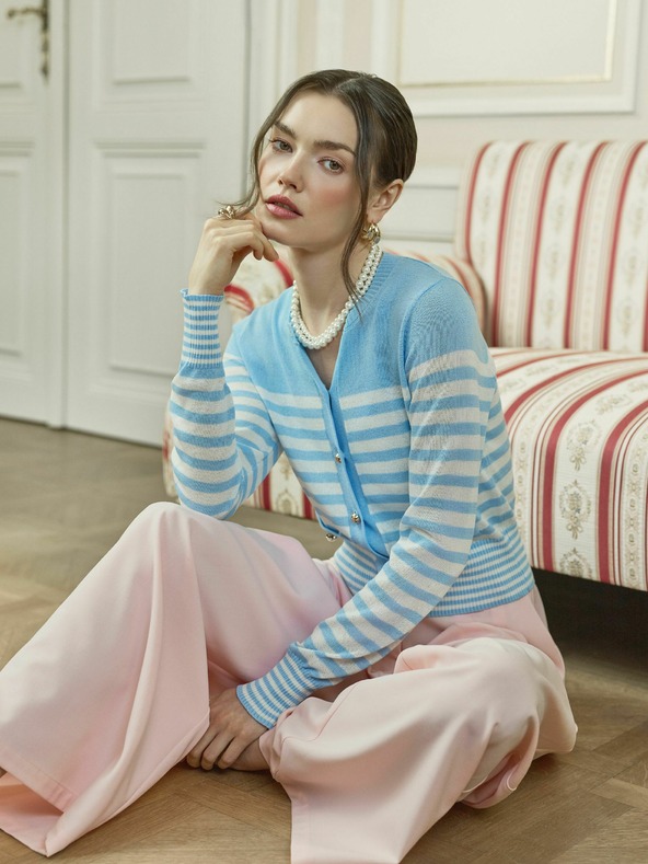 Orsay Svetlo moder črtast ženski kardigan ORSAY