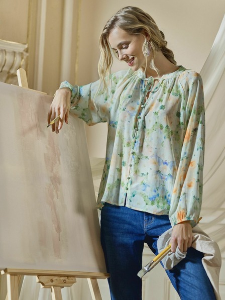 Orsay Svetlo zelena ženska vzorčasta bluza ORSAY