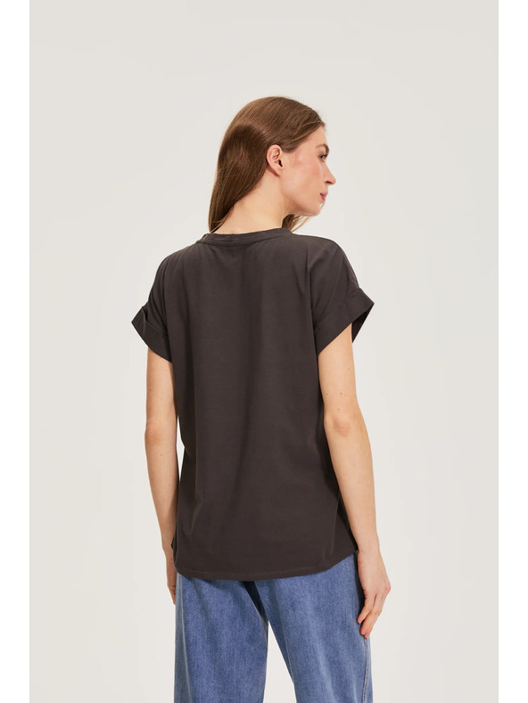 Moodo Bombažna bluza s tiskom siva Moodo