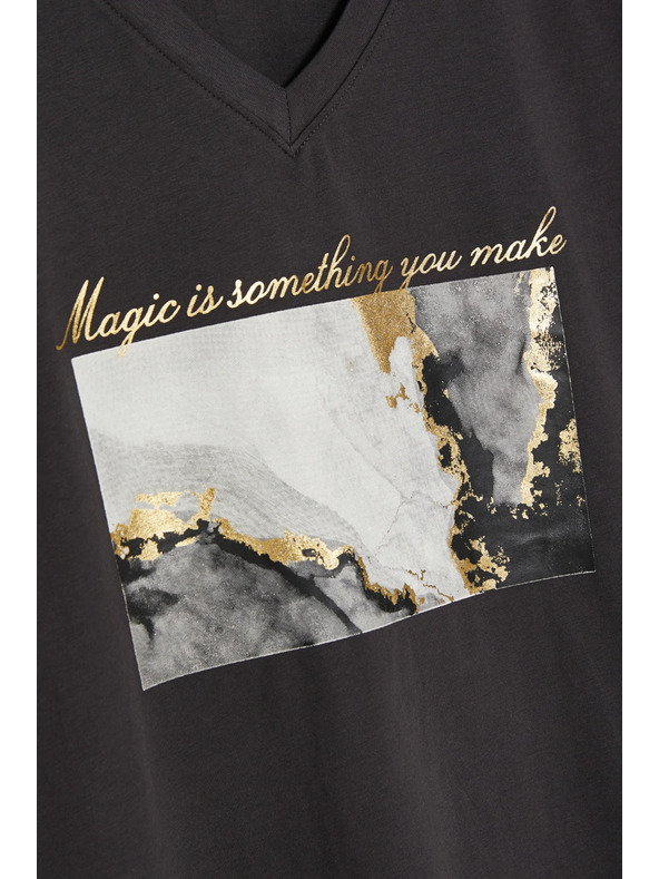 Moodo Bombažna bluza s tiskom siva Moodo