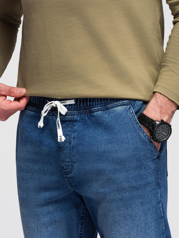 Ombre Clothing Moške denim hlače JOGGERS s pranjem efektom - modre V2 OM-PADJ-0267 Ombre Clothing