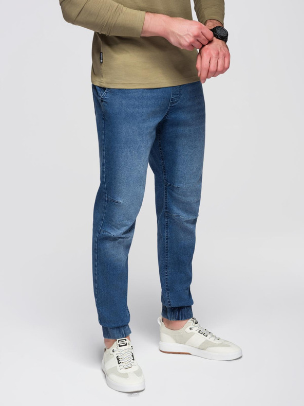 Ombre Clothing Moške denim hlače JOGGERS s pranjem efektom - modre V2 OM-PADJ-0267 Ombre Clothing
