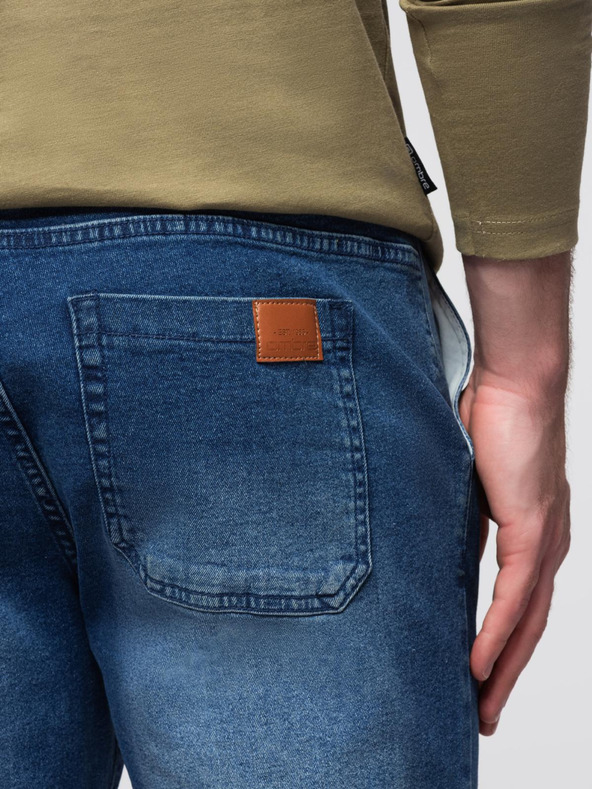Ombre Clothing Moške denim hlače JOGGERS s pranjem efektom - modre V2 OM-PADJ-0267 Ombre Clothing