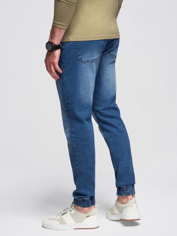 Ombre Clothing Moške denim hlače JOGGERS s pranjem efektom - modre V2 OM-PADJ-0267 Ombre Clothing