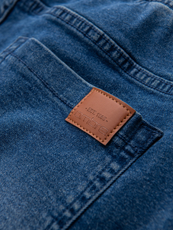 Ombre Clothing Moške denim hlače JOGGERS s pranjem efektom - modre V2 OM-PADJ-0267 Ombre Clothing