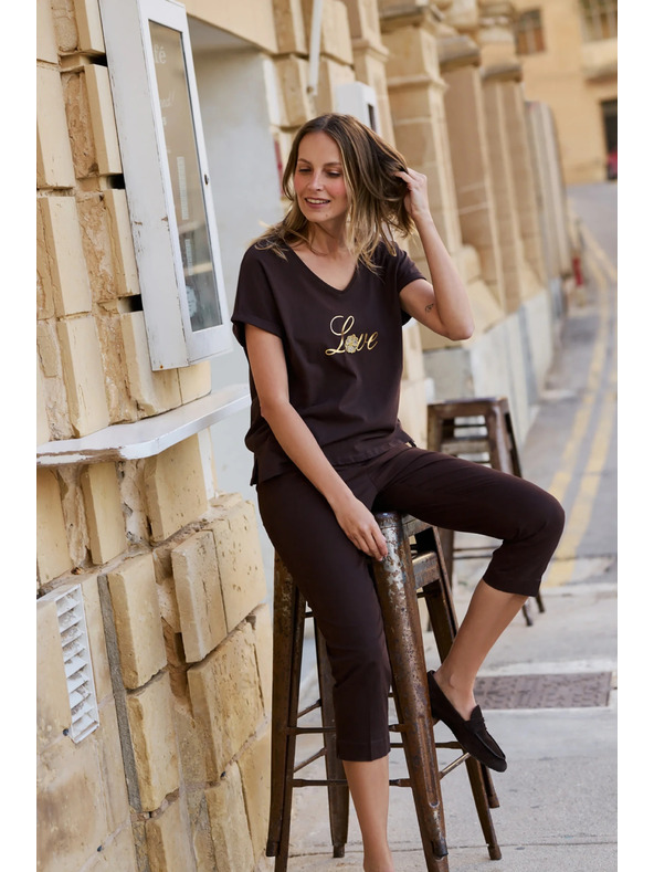 Moodo Bluza s potiskom rjava Moodo