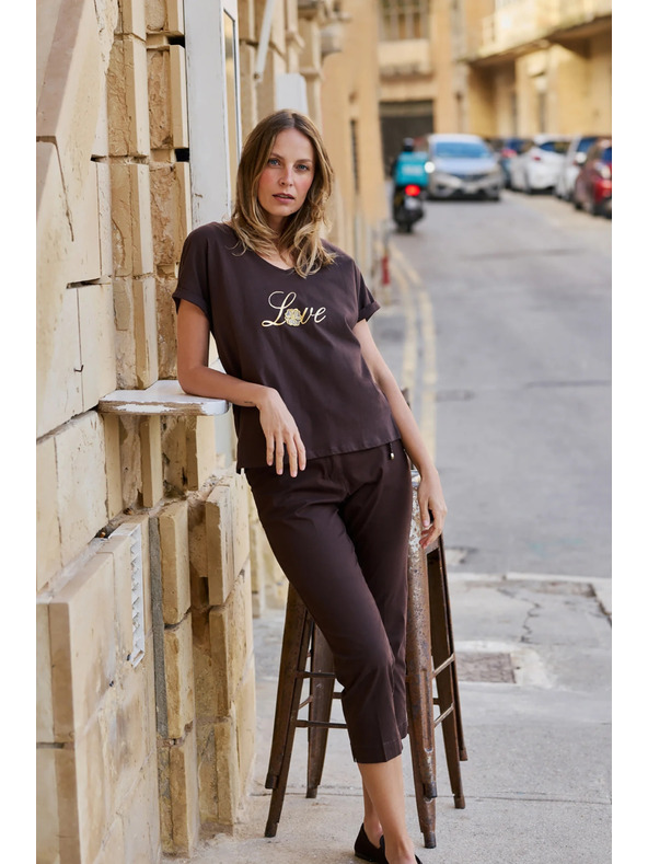 Moodo Bluza s potiskom rjava Moodo