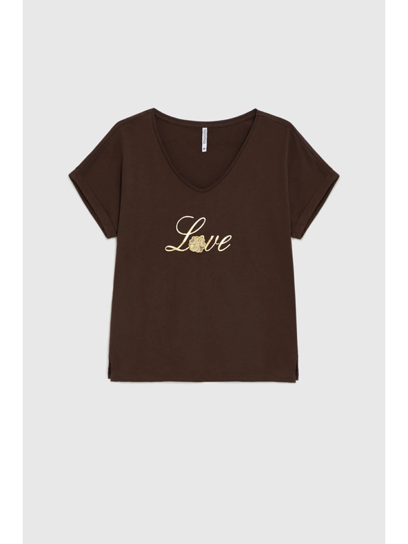 Moodo Bluza s potiskom rjava Moodo