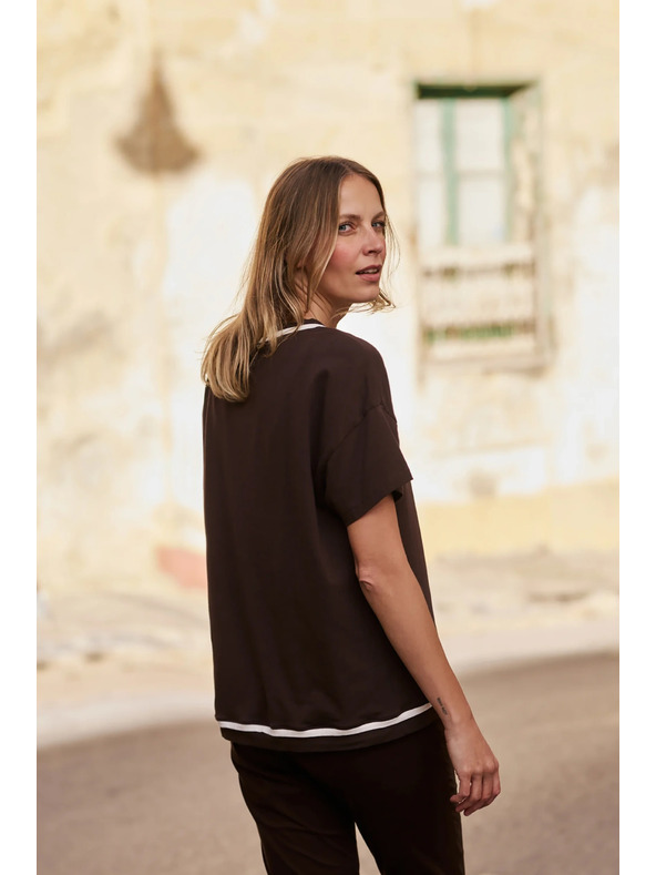 Moodo Srajca z izrezom rjava Moodo