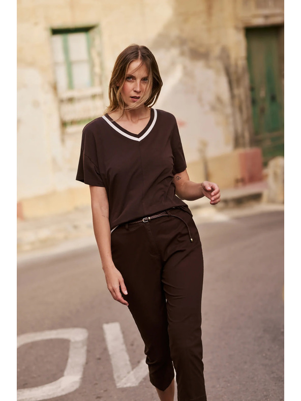 Moodo Srajca z izrezom rjava Moodo