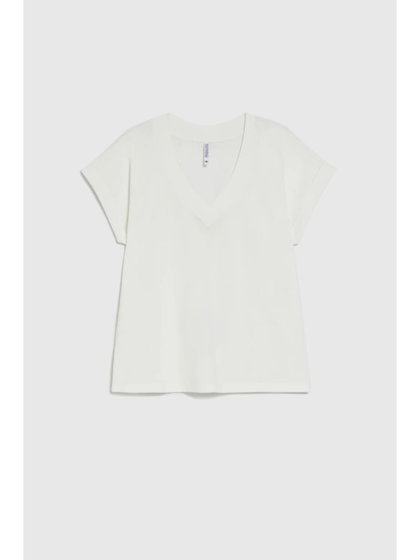 Moodo Bombažna srajca z V izrezom bela Moodo