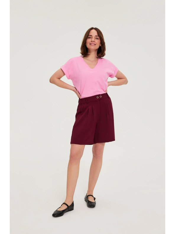 Moodo Bombažna srajca z V izrezom roza Moodo