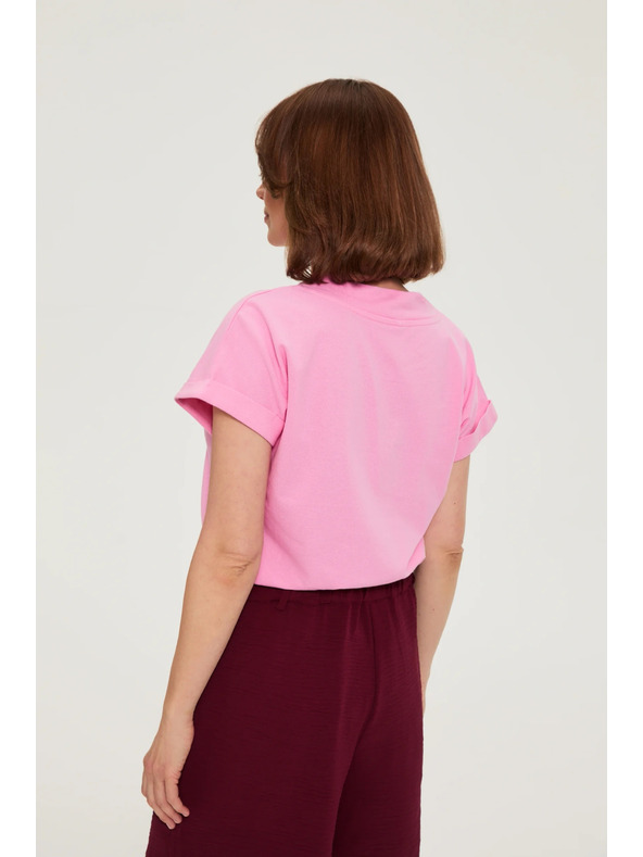 Moodo Bombažna srajca z V izrezom roza Moodo