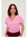 Moodo Bombažna srajca z V izrezom roza Moodo