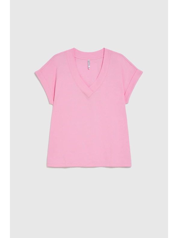 Moodo Bombažna srajca z V izrezom roza Moodo