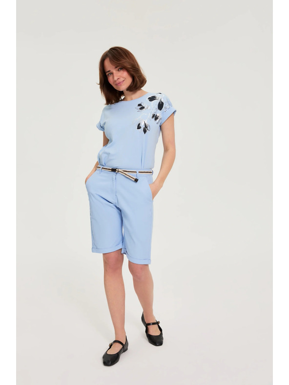 Moodo Bombažne hlače nebesko modre Moodo