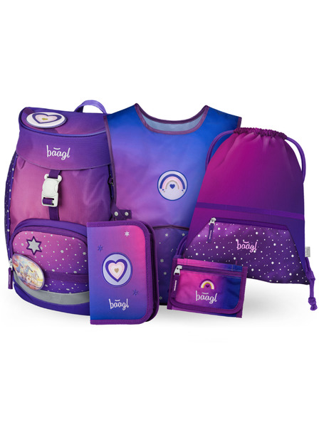 BAAGL  BAAGL SET 5 Airy Konje srce: nahrbtnik, penal, vrečka, predpasnik, denarnica