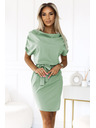 numoco ROXI udobne obleke z asimetrično krilo in pasom - pistacijevo