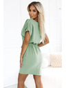 numoco ROXI udobne obleke z asimetrično krilo in pasom - pistacijevo
