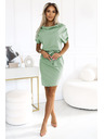 numoco ROXI udobne obleke z asimetrično krilo in pasom - pistacijevo