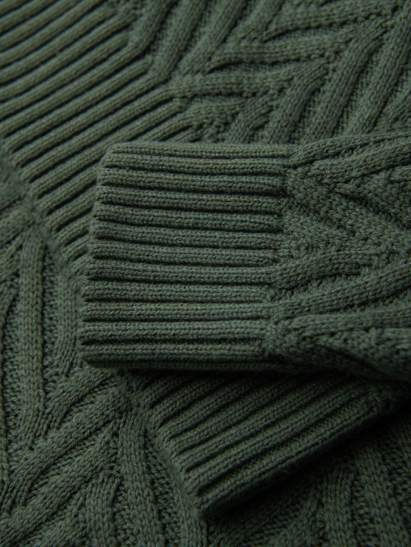 Ombre Clothing Moški pulover iz cik-cak pletenja - bledozelena V2 OM-SWSW-0147 Ombre Clothing