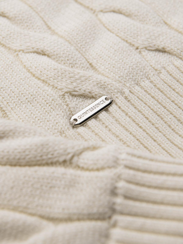 Ombre Clothing Moški pleteni črt s zadrgo - kremna V1 OM-SWZS-0138 Ombre Clothing