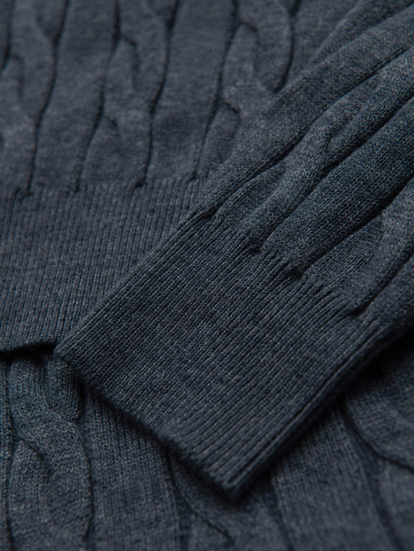 Ombre Clothing Moški pulover s črtom in karo vezavo - temno modra V3 OM-SWTN-0157 Ombre Clothing