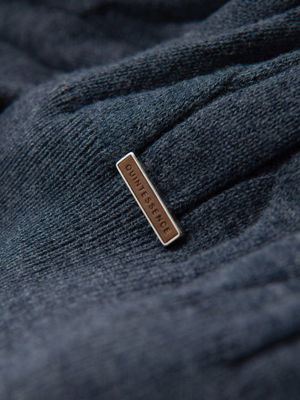 Ombre Clothing Moški pulover s črtom in karo vezavo - temno modra V3 OM-SWTN-0157 Ombre Clothing