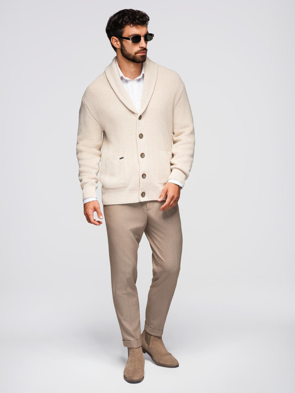 Ombre Clothing Moški bombažni pulover s šalomino ovratnikom - bežna V2 OM-SWCD-0153 Ombre Clothing