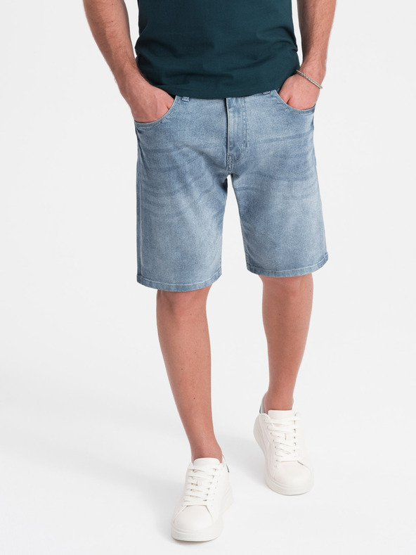 Ombre Clothing Svetlo modre moške kratke hlače iz džinsa Ombre Clothing