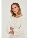 Moodo Bež pulover, okrašen z biseri Moodo