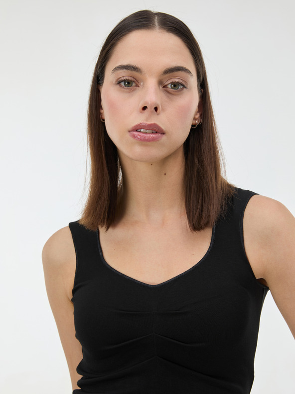 Orsay Črn ženski top z naborki ORSAY