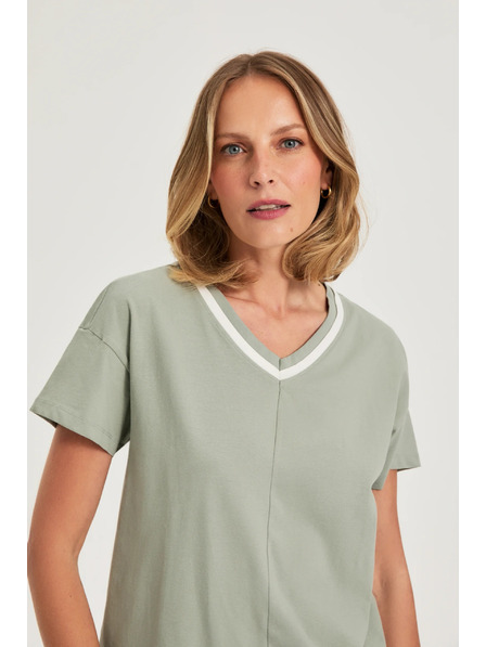Moodo Olivna bluza z V izrezom Moodo