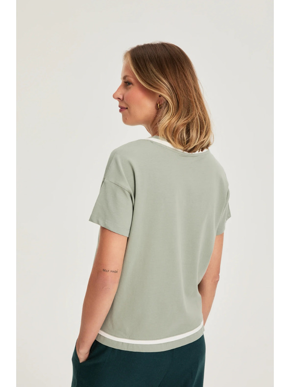 Moodo Olivna bluza z V izrezom Moodo