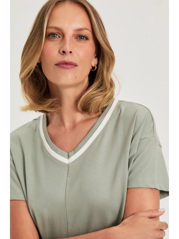 Moodo Olivna bluza z V izrezom Moodo