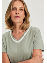 Moodo Olivna bluza z V izrezom Moodo